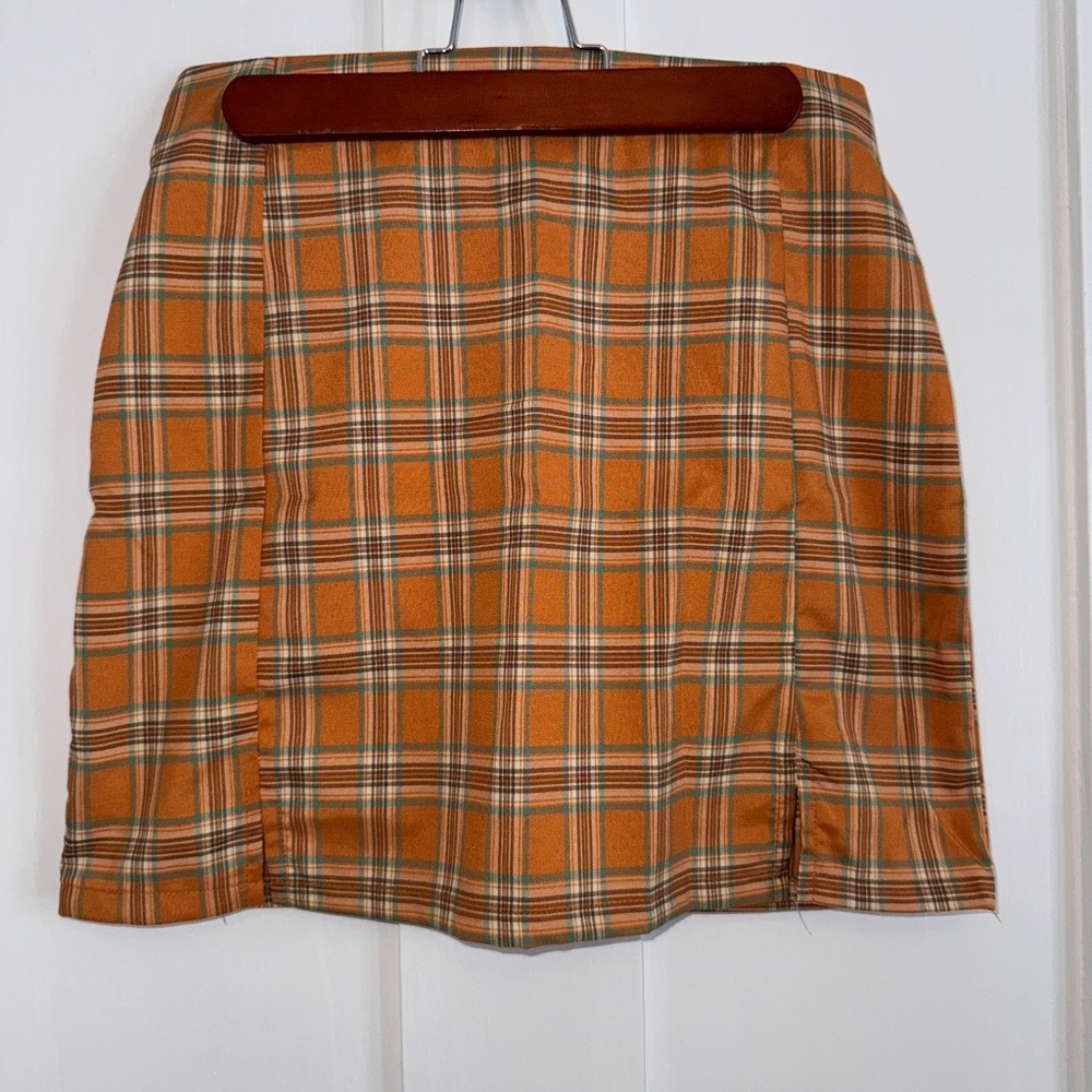 Golden/Mustard Plaid Mini Skirt